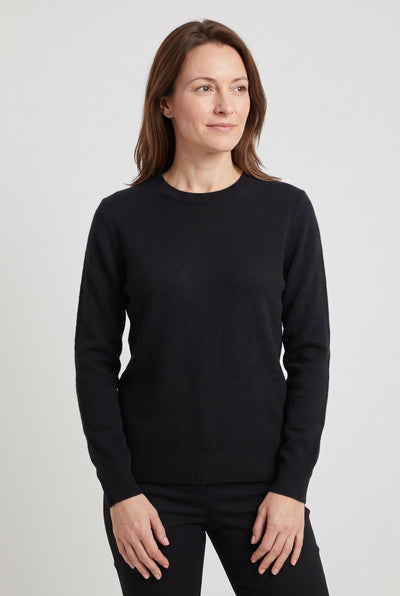 Women's Jumper | Fine Knit with Relaxed Round Neck - Black