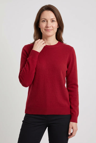 Women's Jumper | Fine Knit with Relaxed Round Neck - Red