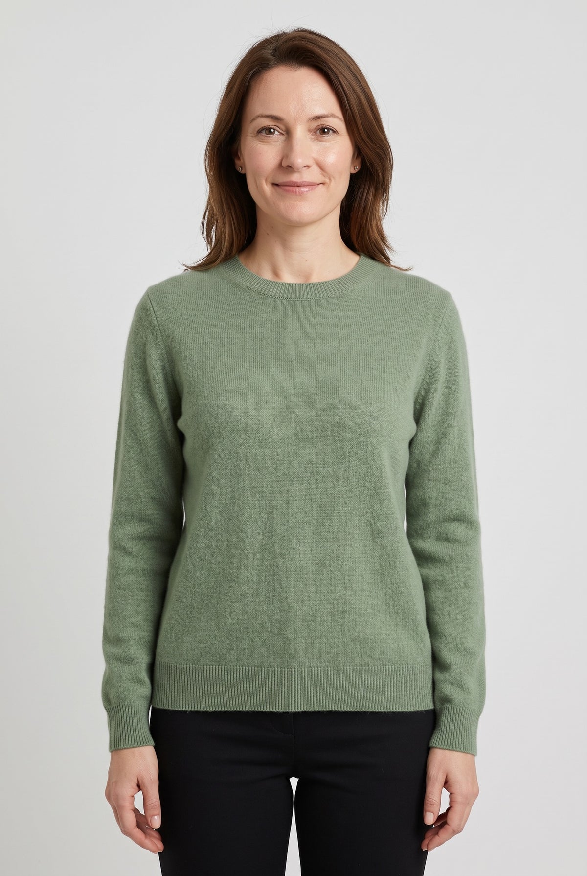 Women's Jumper | Fine Knit with Relaxed Round Neck - Sage Green