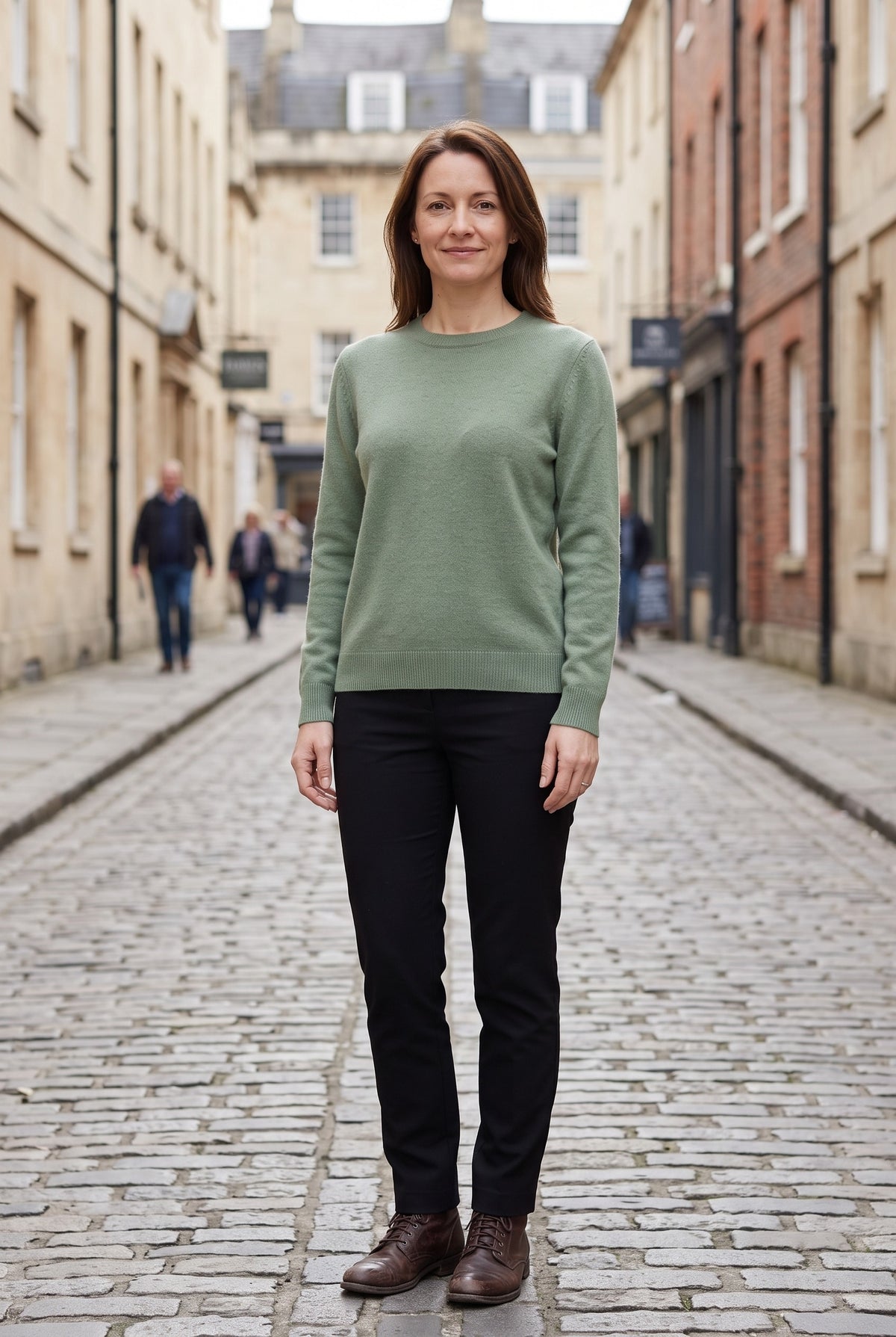 Women's Jumper | Fine Knit with Relaxed Round Neck - Sage Green lifestyle