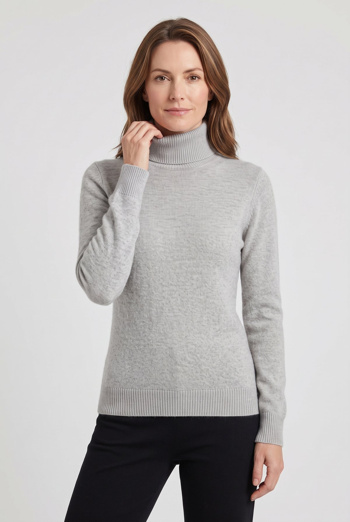 Women's Jumper | Roll Neck Soft Fine Knit - Grey