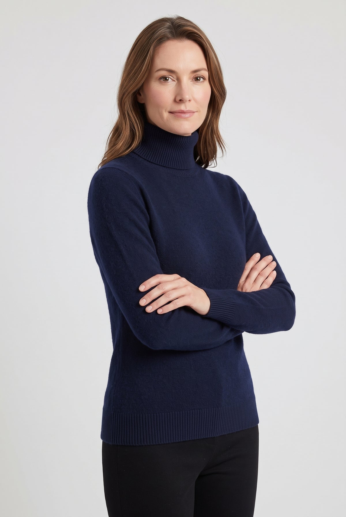 Women's Jumper | Roll Neck Soft Fine Knit - Navy