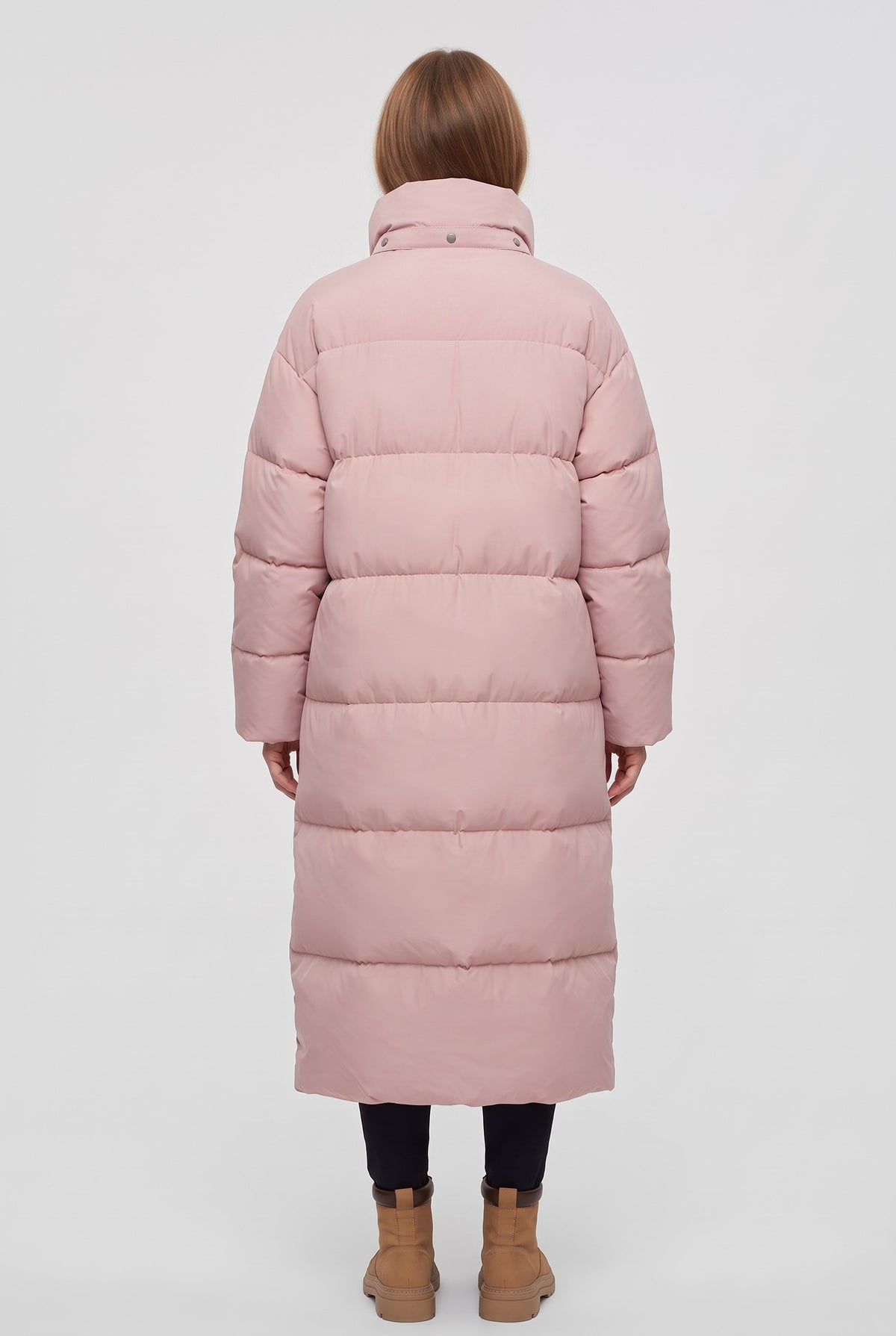 Women's Puffer Coat | Oversized Maxi with Hood - Pink back