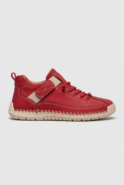 Women's Shoes | Contrast Stitch Lace-Up with Strap Detail - Red
