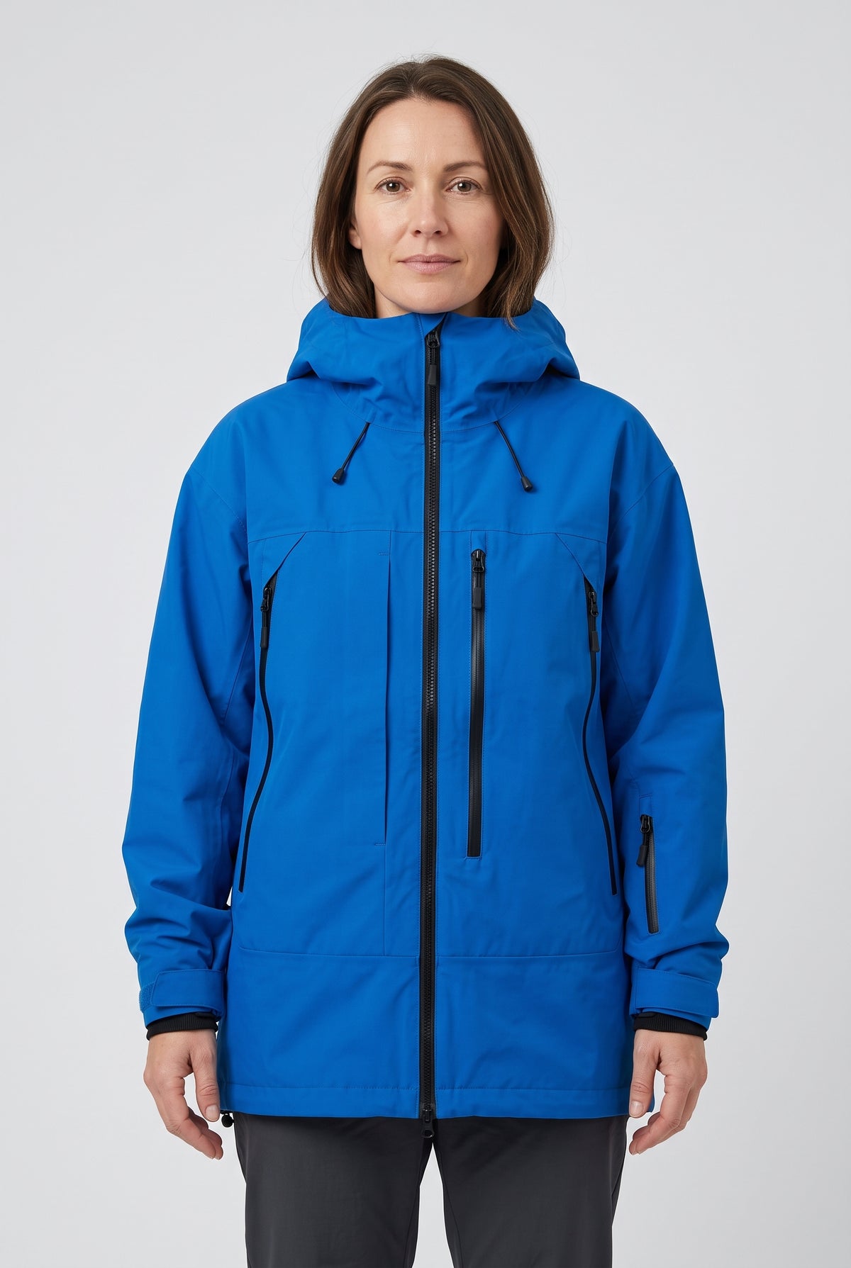 Women's Ski Jacket | Oversized Hooded with Zip Pockets - Blue