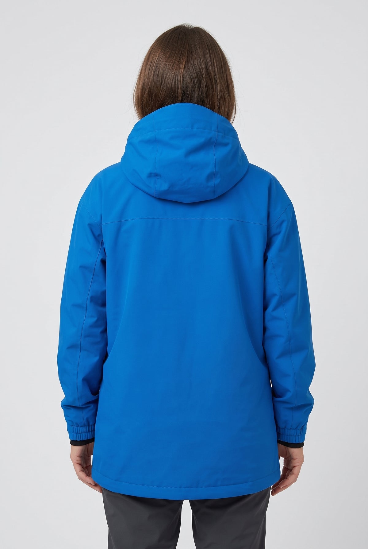 Women's Ski Jacket | Oversized Hooded with Zip Pockets - Blue back