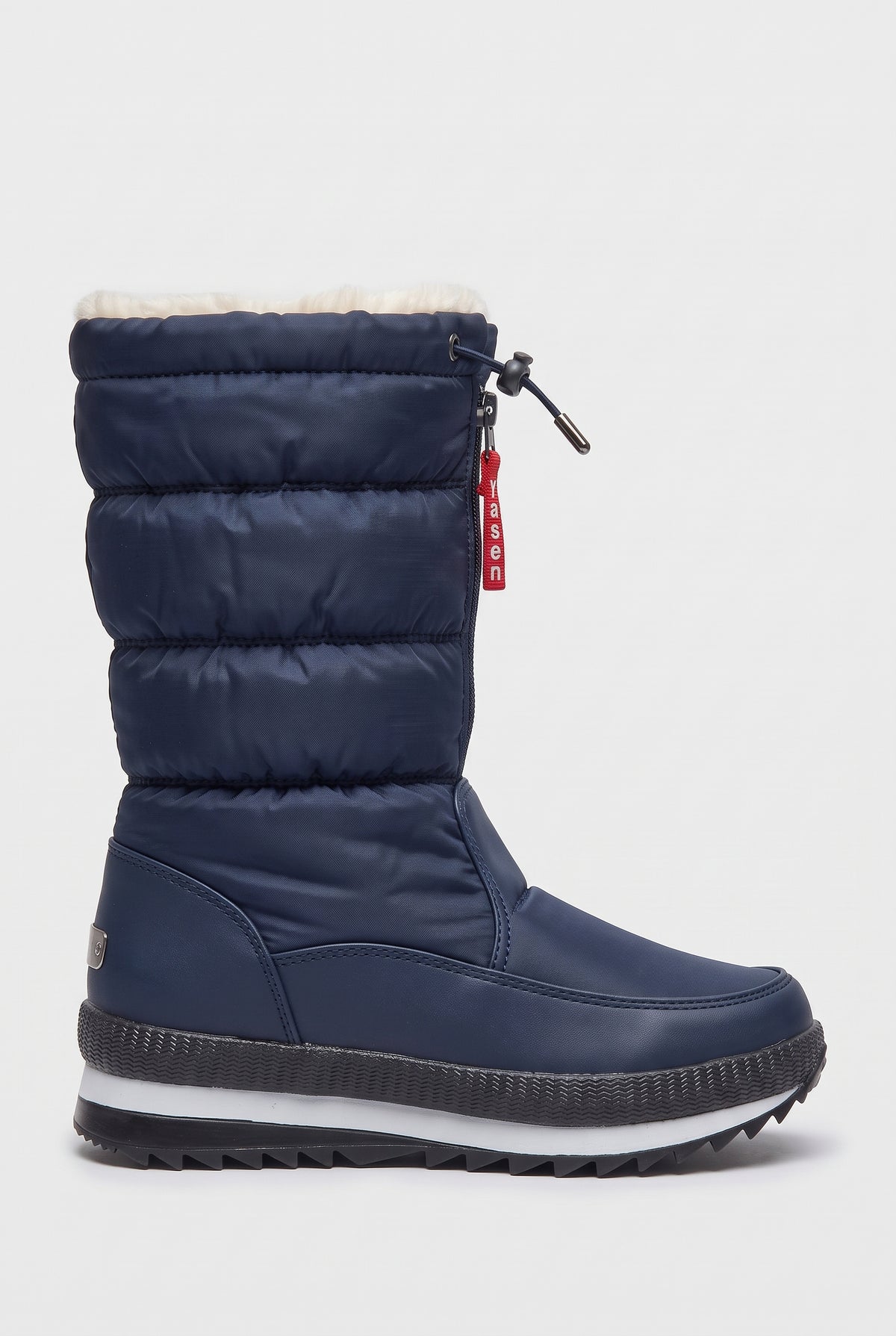 Women's Snow Boots | Mid-Calf Padded with Drawstring Top - Blue