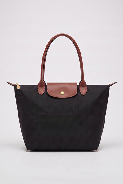 Women's Tote Bag | Foldaway with Snap Flap Closure - Black