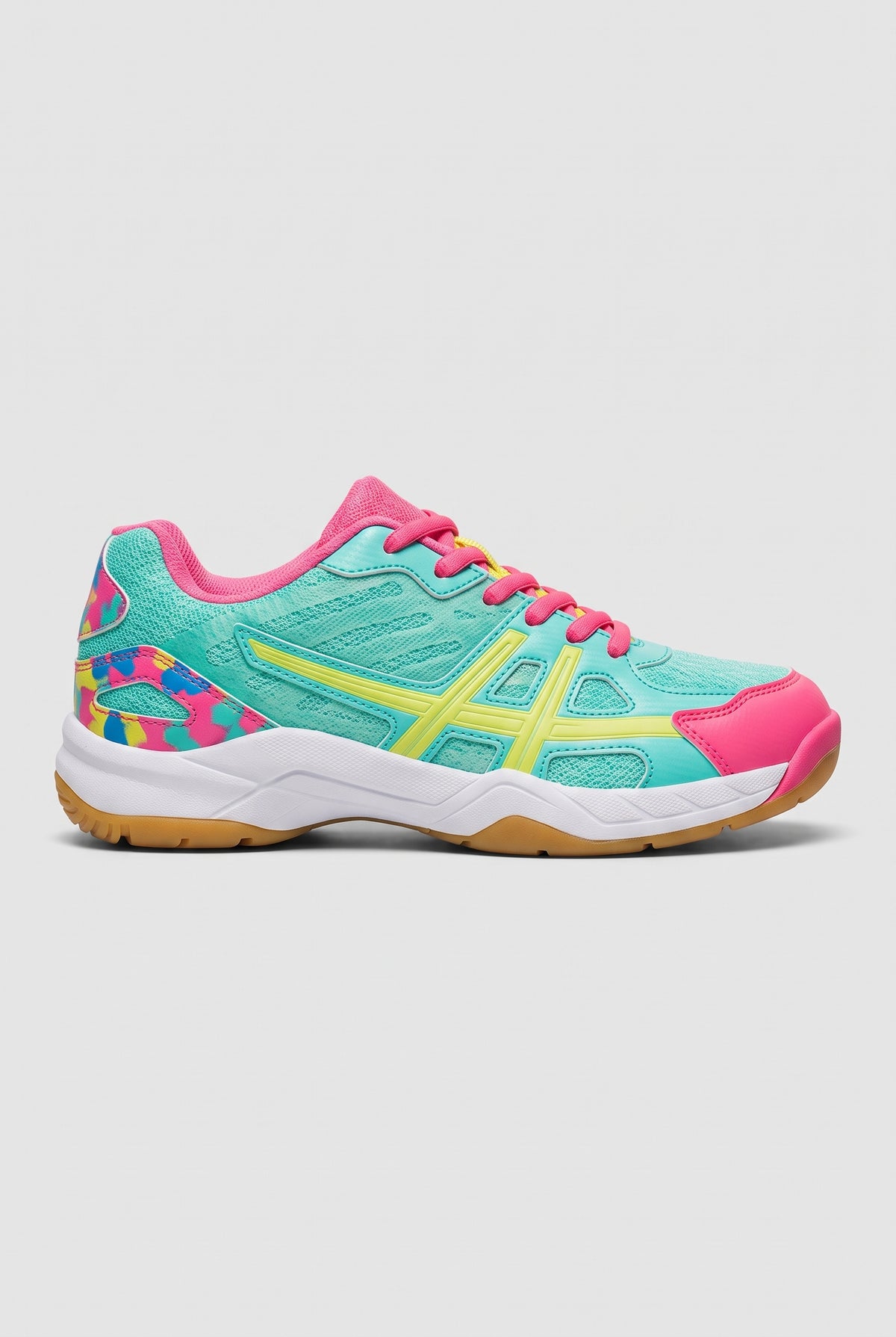 Women's Trainers | Lace-Up with Mesh Panels - Turquoise/Pink