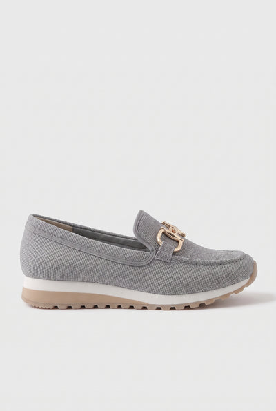Women's Trainers | Loafer Style with Buckle Detail - Grey