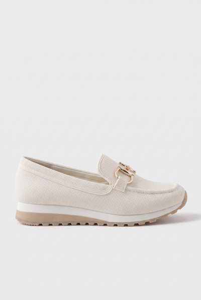 Women's Trainers | Loafer Style with Buckle Detail - White